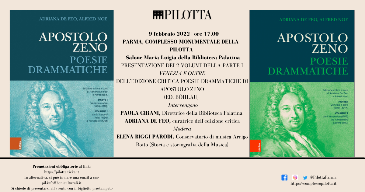 Presentazione dei volumi "Apostolo Zeno. Poesie drammatiche" A cura di Adriana De Feo e Alfred Noe
